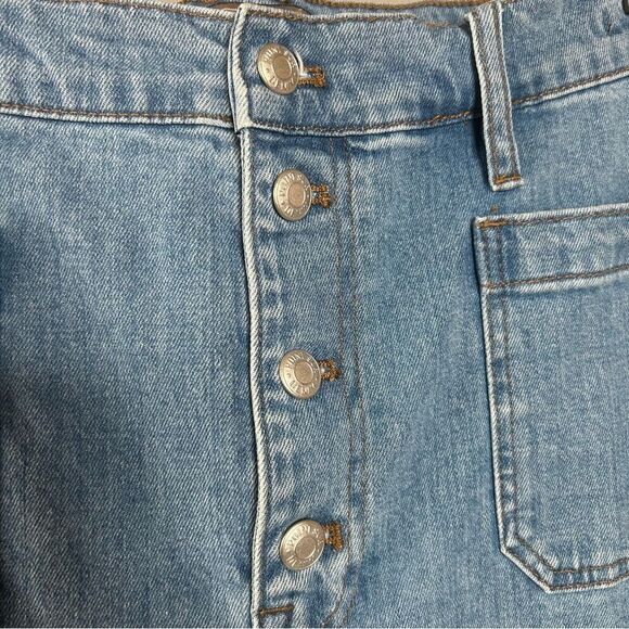 J Crew Point Sur Wide Leg Crop Clean Light Wash Stretch Raw Hem Patch Pocket - Picture 9 of 13